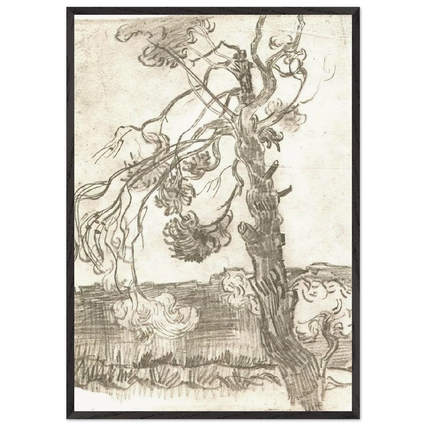 A Weather-Beaten Pine Tree - Vincent van Gogh Framed Art Print – Black Wooden Frame - Default Title - -Framed Art Print