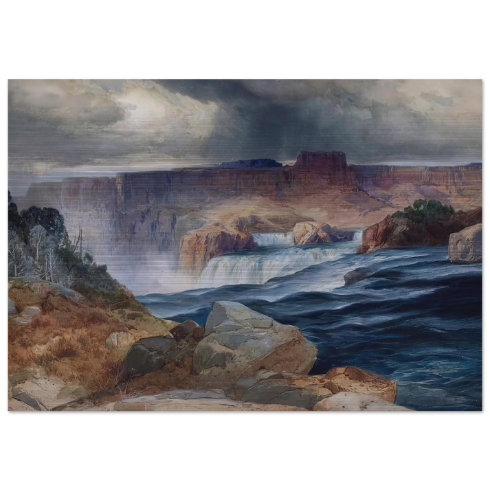Shoshone Falls, Snake River, Idaho - Thomas Moran Brushed Aluminum Print - 70x100 cm / 28x40 inches | Thomas Moran Aluminum Print | Thomas Moran Prints