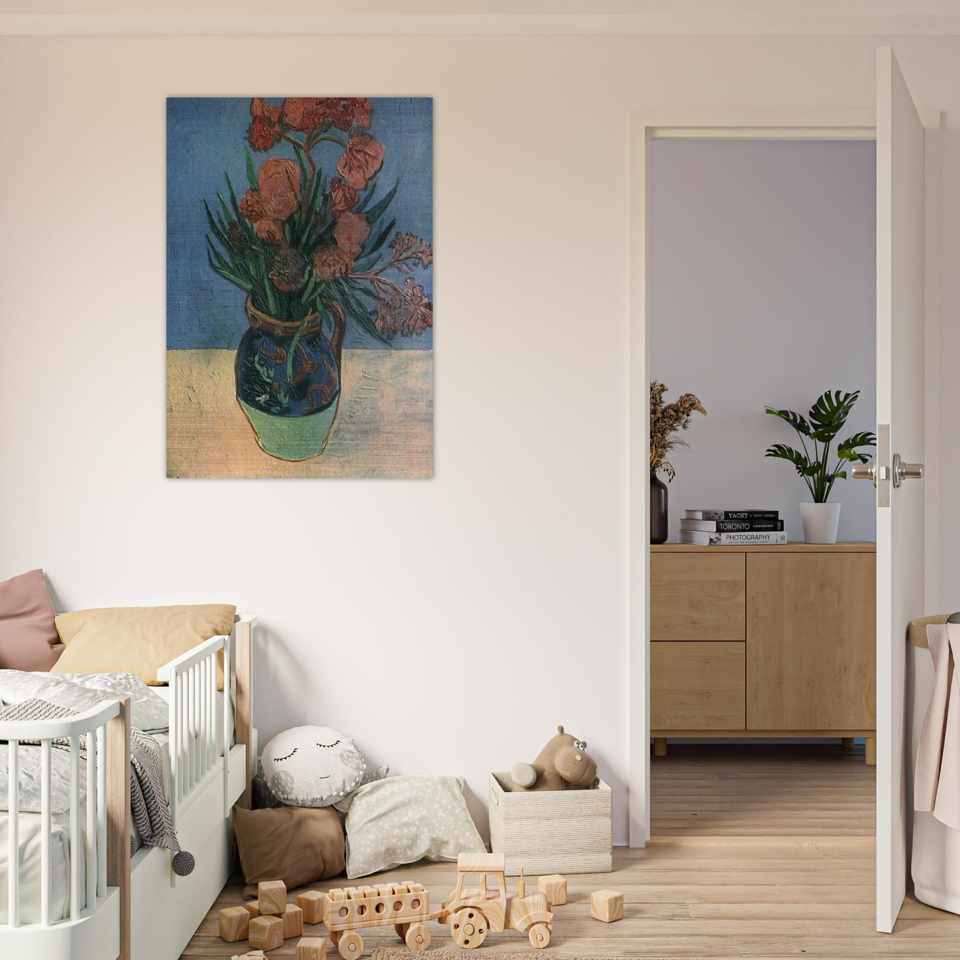 Still Life Vase with Oleanders - Vincent van Gogh Brushed Aluminum Print - 70x100 cm / 28x40 inches | Vincent van Gogh Aluminum Print | Vincent van Gogh Prints