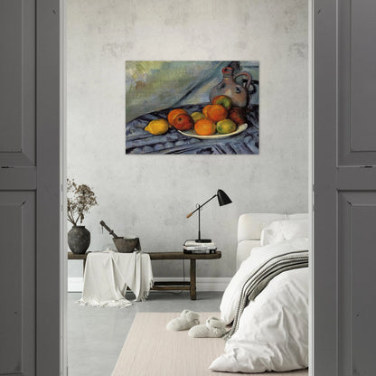 Fruit and Jug on a Table - Paul Cézanne Brushed Aluminum Print - 70x100 cm / 28x40 inches | Paul Cézanne Aluminum Print | Paul Cézanne Prints