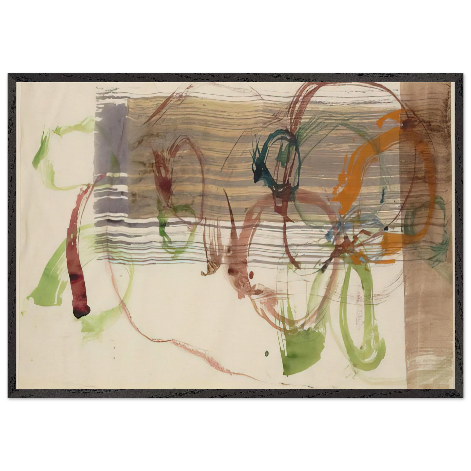 New River Watercolor Series I No 3 - 1988 - John Cage Framed Art Print – Black Wooden Frame - Default Title - -Framed Art Print