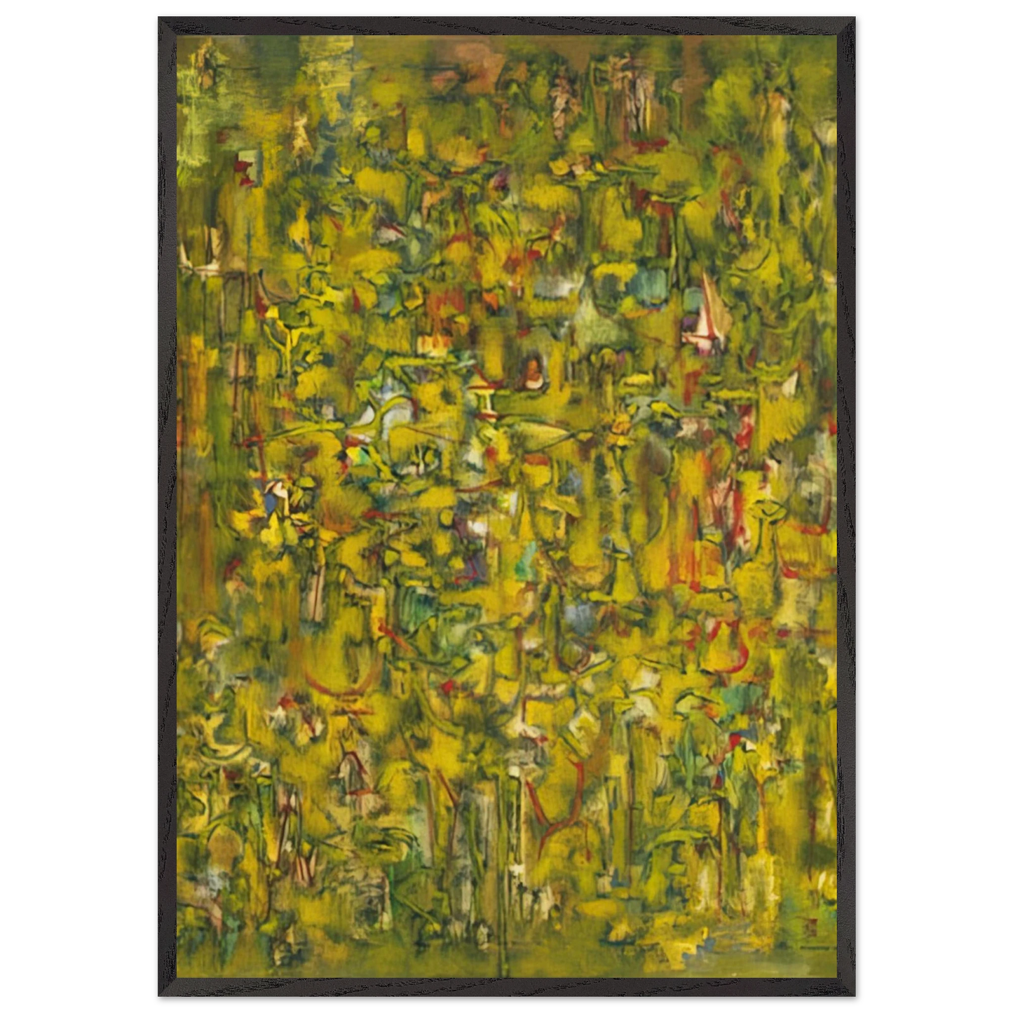 Number 43 Abstract Painting Yellow - 1947 - Ad Reinhardt Framed Art Print – Black Wooden Frame - Default Title - -Framed Art Print