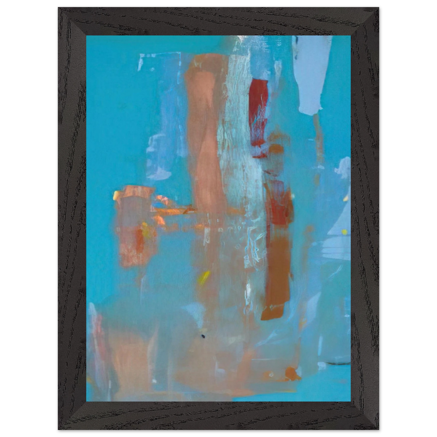 Helen Frankenthaler - In on Blue - 1976 Wall art - 30x30 cm / 12x12 inches - Premium Wooden Framed Poster With Fine Art Paper - White frame