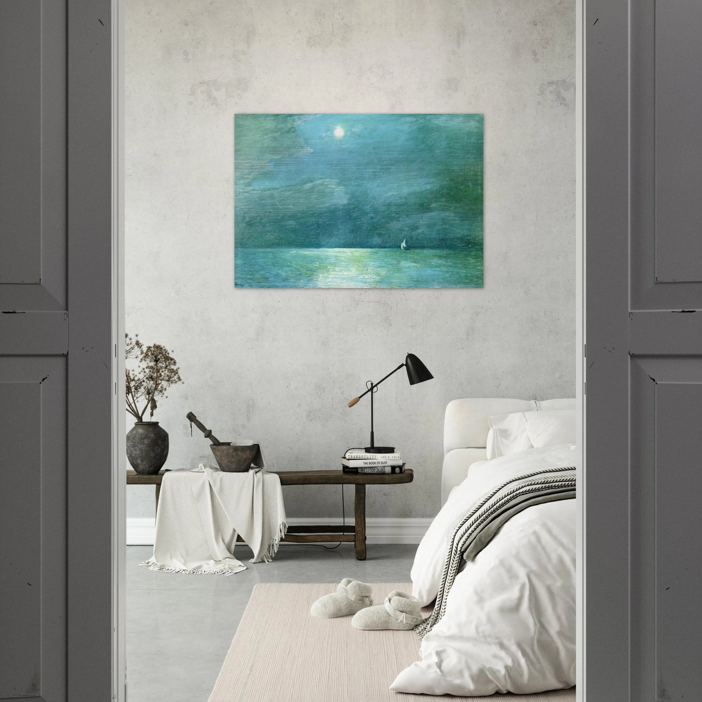 Moonlight on the Sound - Childe Hassam Brushed Aluminum Print - 70x100 cm / 28x40 inches | Childe Hassam Aluminum Print | Childe Hassam Prints