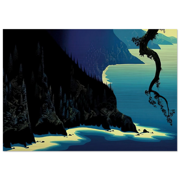 Big Sur - Eyvind Earle Brushed Aluminum Print - 70x100 cm / 28x40 inches | Eyvind Earle Aluminum Print | Eyvind Earle Prints