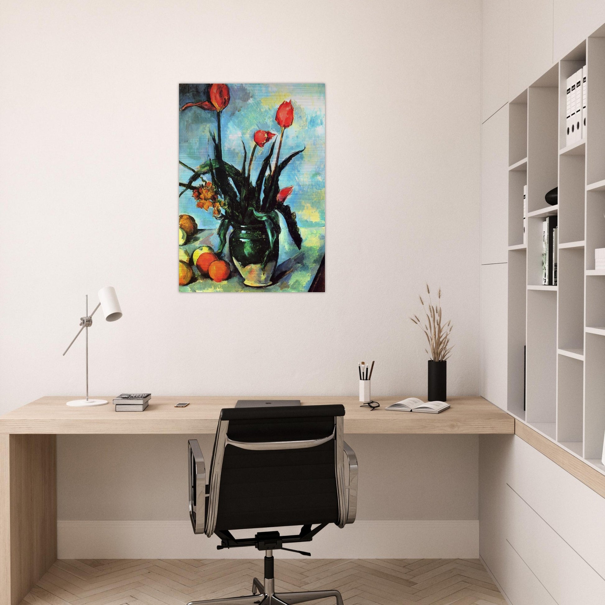Tulips in a Vase - Paul Cézanne Brushed Aluminum Print - 70x100 cm / 28x40 inches | Paul Cézanne Aluminum Print | Paul Cézanne Prints