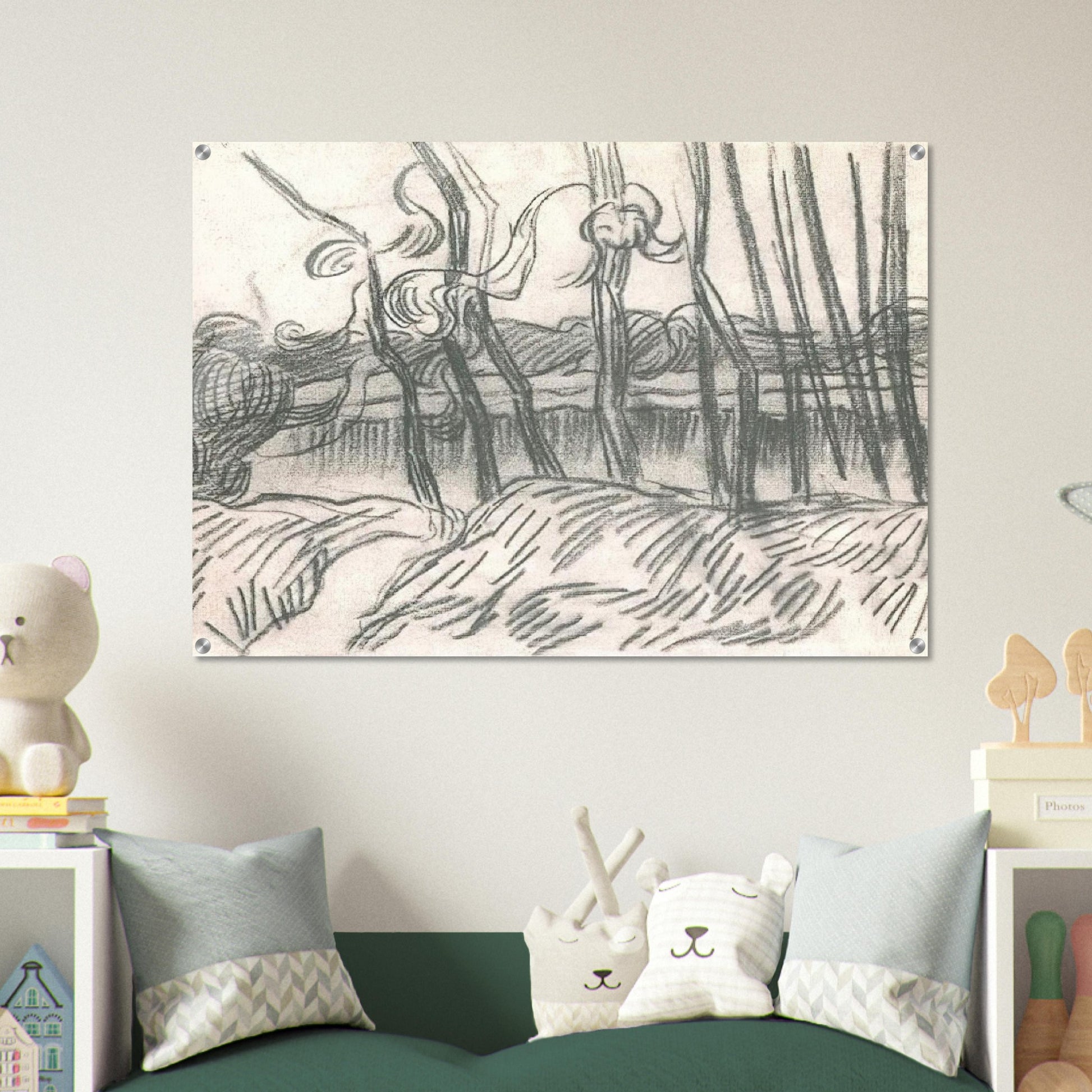 A Row of Bare Trees - Vincent van Gogh Acrylic Print - 70x100 cm / 28x40″ inches