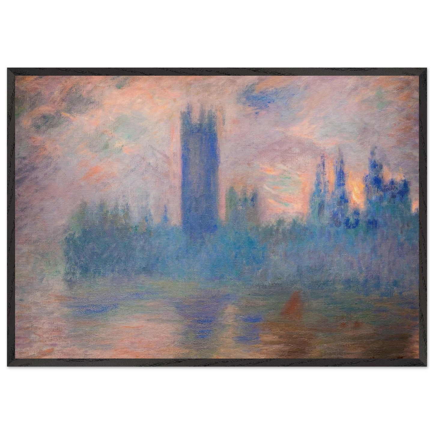 Houses of Parliament Westminster - claude monet Framed Art Print – Black Wooden Frame - Default Title - -Framed Art Print