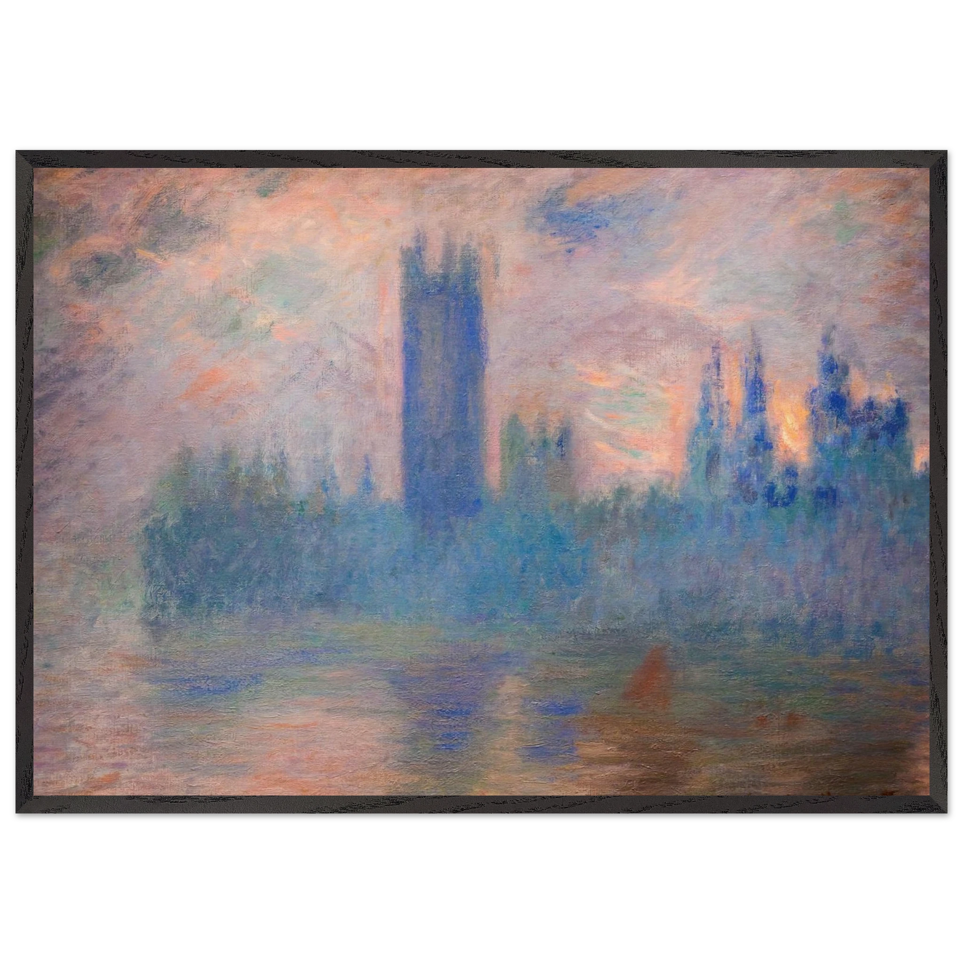 Houses of Parliament Westminster - claude monet Framed Art Print – Black Wooden Frame - Default Title - -Framed Art Print