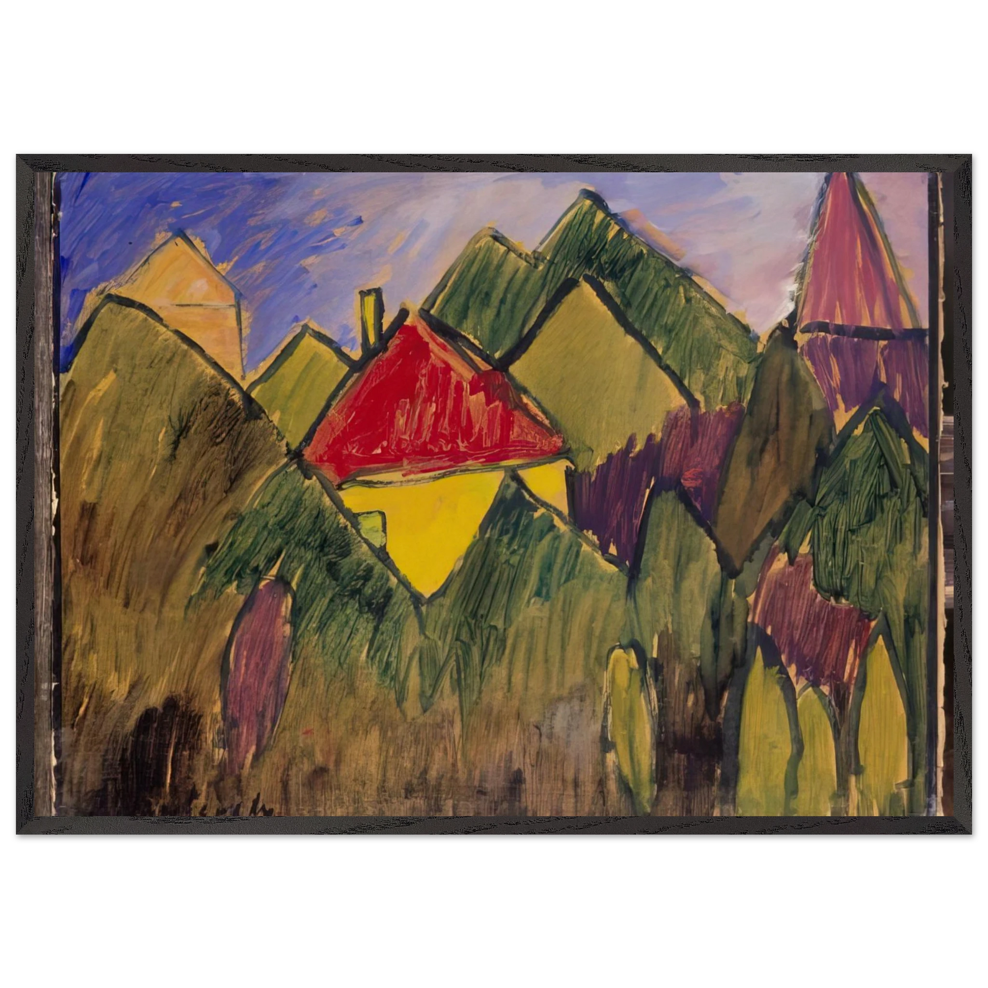 ROTE GIEBEL ROTE D CHER 1910 - Alexej von Jawlensky Framed Art Print – Black Wooden Frame - Default Title - -Framed Art Print