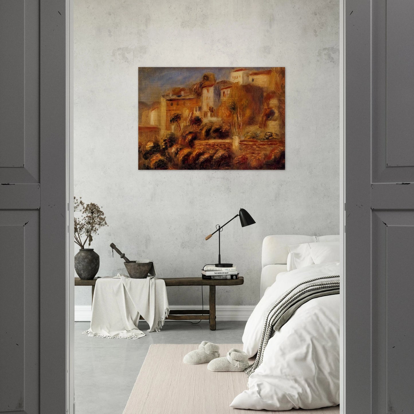Houses at Cagnes - Pierre-Auguste Renoir Brushed Aluminum Print - 70x100 cm / 28x40 inches | Pierre-Auguste Renoir Aluminum Print | Pierre-Auguste Renoir Prints