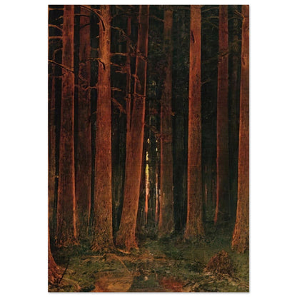Sunset in the forest - Arkhyp Kuindzhi Brushed Aluminum Print - 70x100 cm / 28x40 inches | Arkhyp Kuindzhi Aluminum Print | Arkhyp Kuindzhi Prints