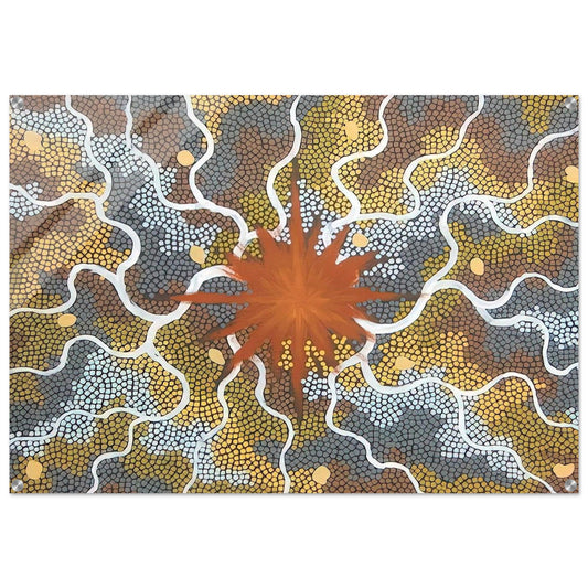 Creation, Lightning Dreaming - 1993 - Clifford Possum Tjapaltjarri Acrylic Print - 70x100 cm / 28x40″ inches