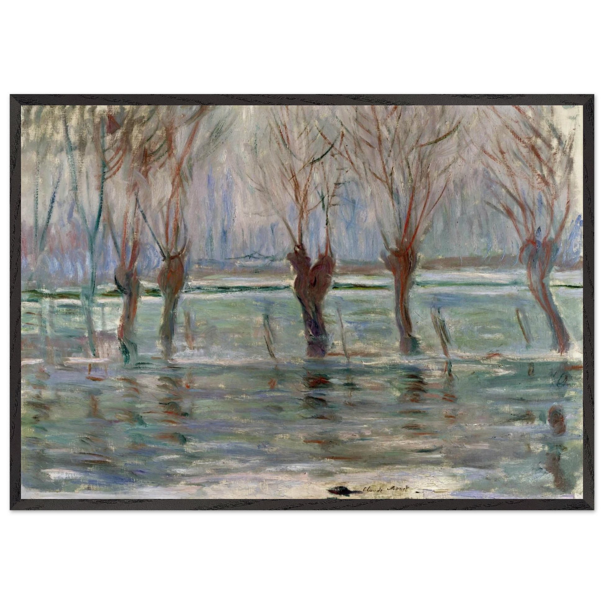 Flood Waters - claude monet Framed Art Print – Black Wooden Frame - Default Title - -Framed Art Print