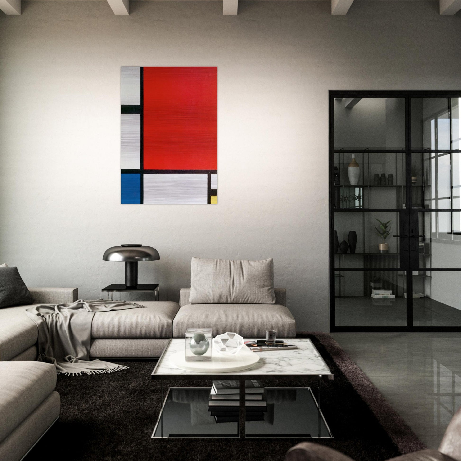 Composition with Red, Blue and Yellow - Piet Mondrian Brushed Aluminum Print - 70x100 cm / 28x40 inches | Piet Mondrian Aluminum Print | Piet Mondrian Prints