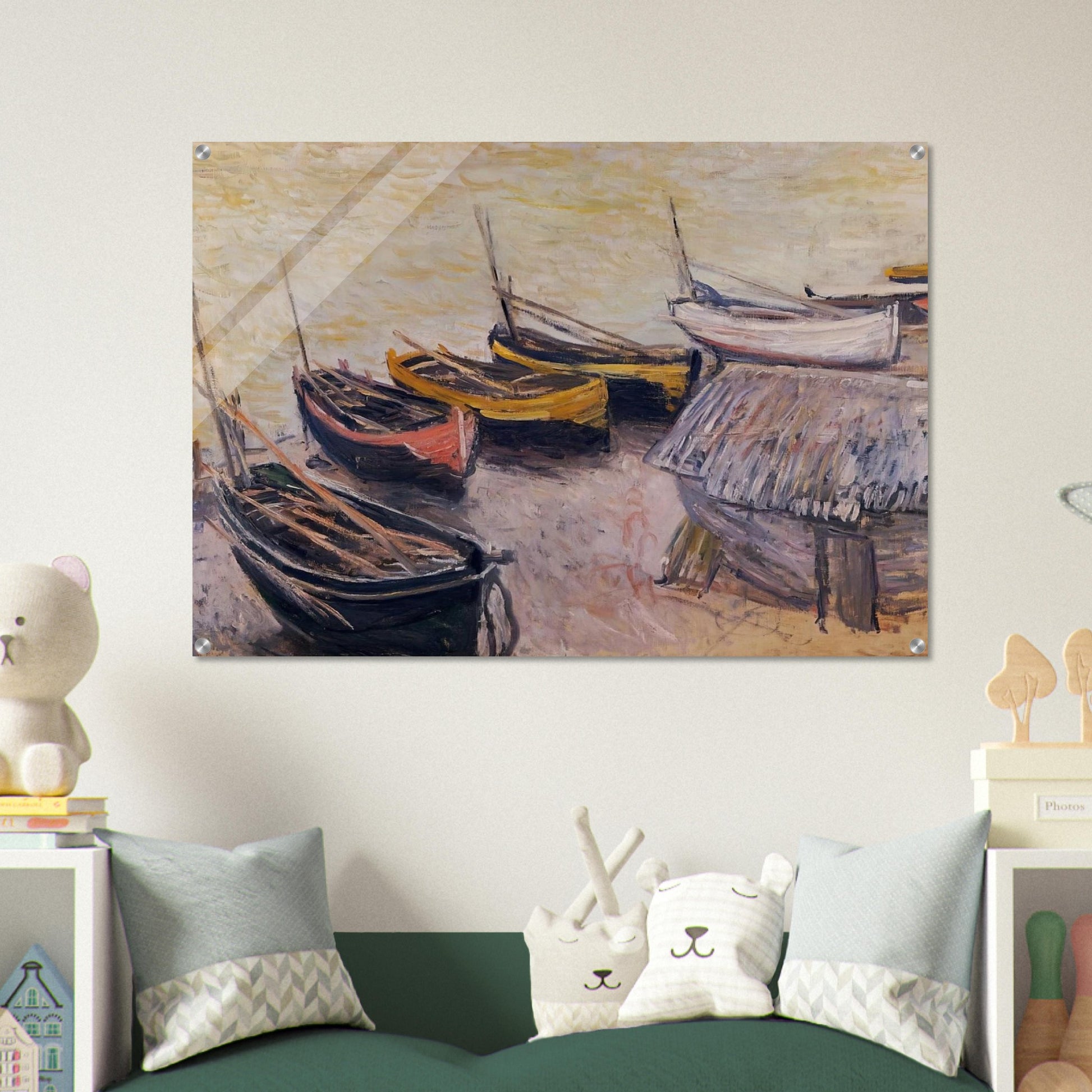Boats on the Beach - claude monet Acrylic Print - 70x100 cm / 28x40″ inches