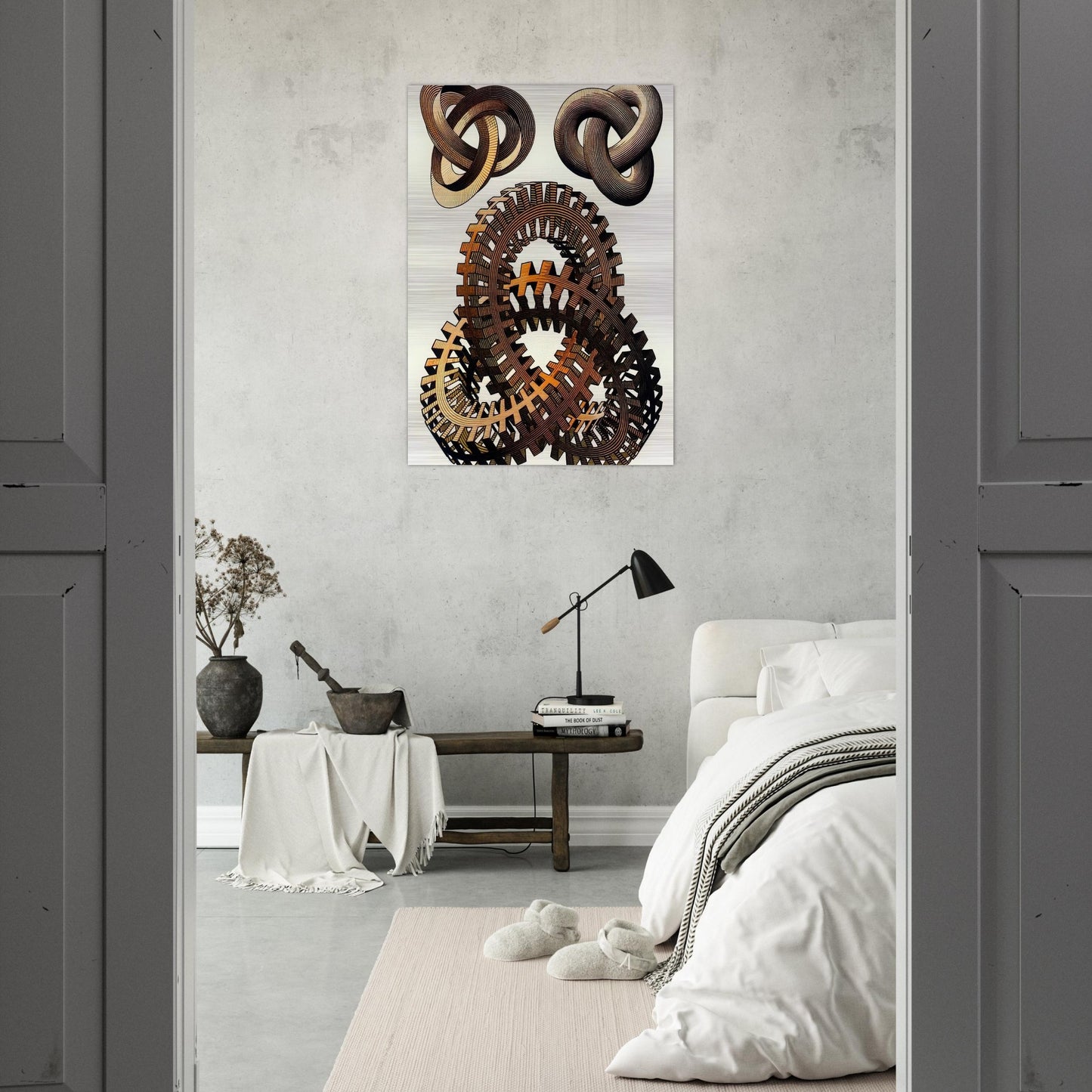 KNOTS COLOUR - MC Escher Brushed Aluminum Print - 70x100 cm / 28x40 inches | MC Escher Aluminum Print | MC Escher Prints