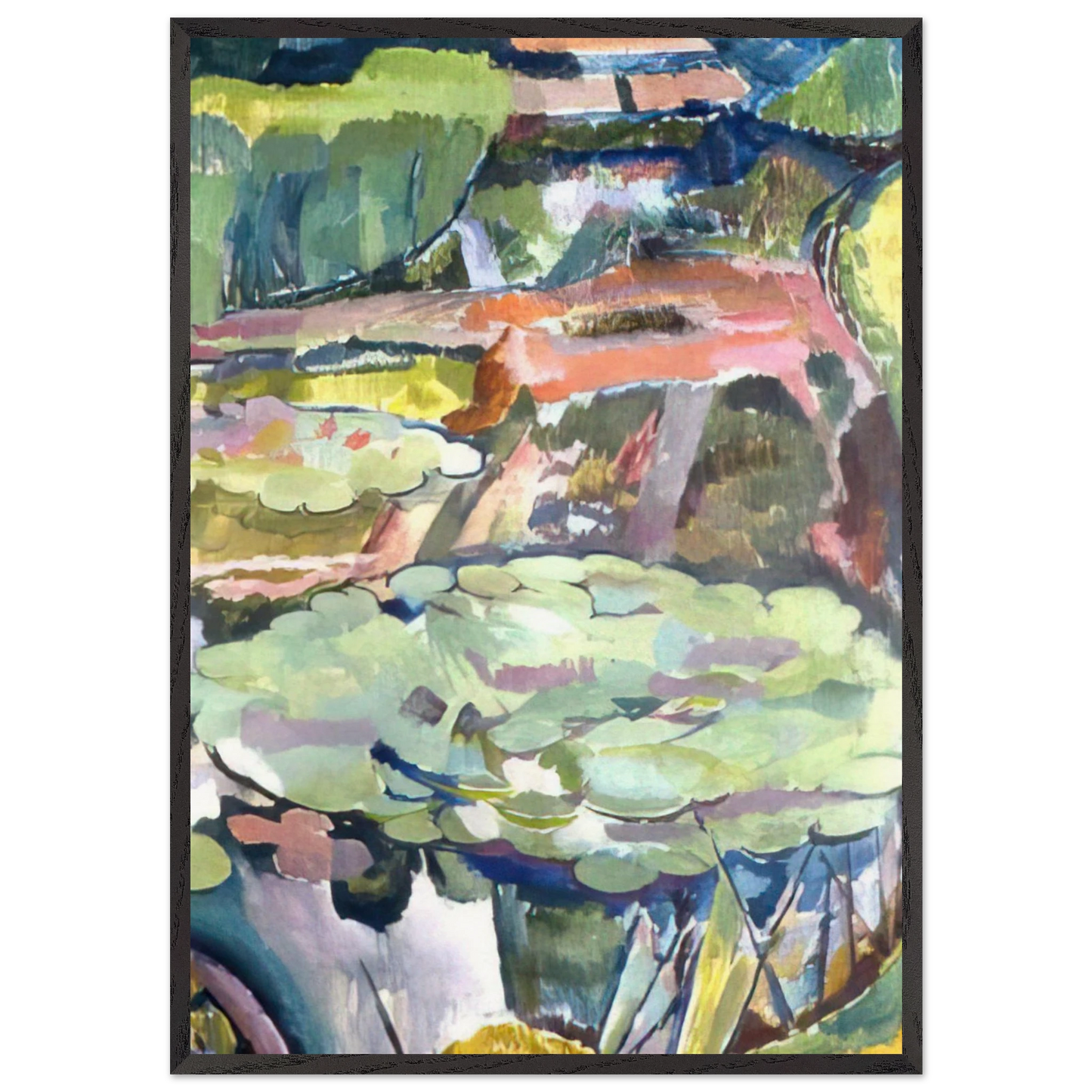 LANDSCAPE WITH A POND AND WATER LILIES 1915 - Vanessa Bell Framed Art Print – Black Wooden Frame - Default Title - -Framed Art Print