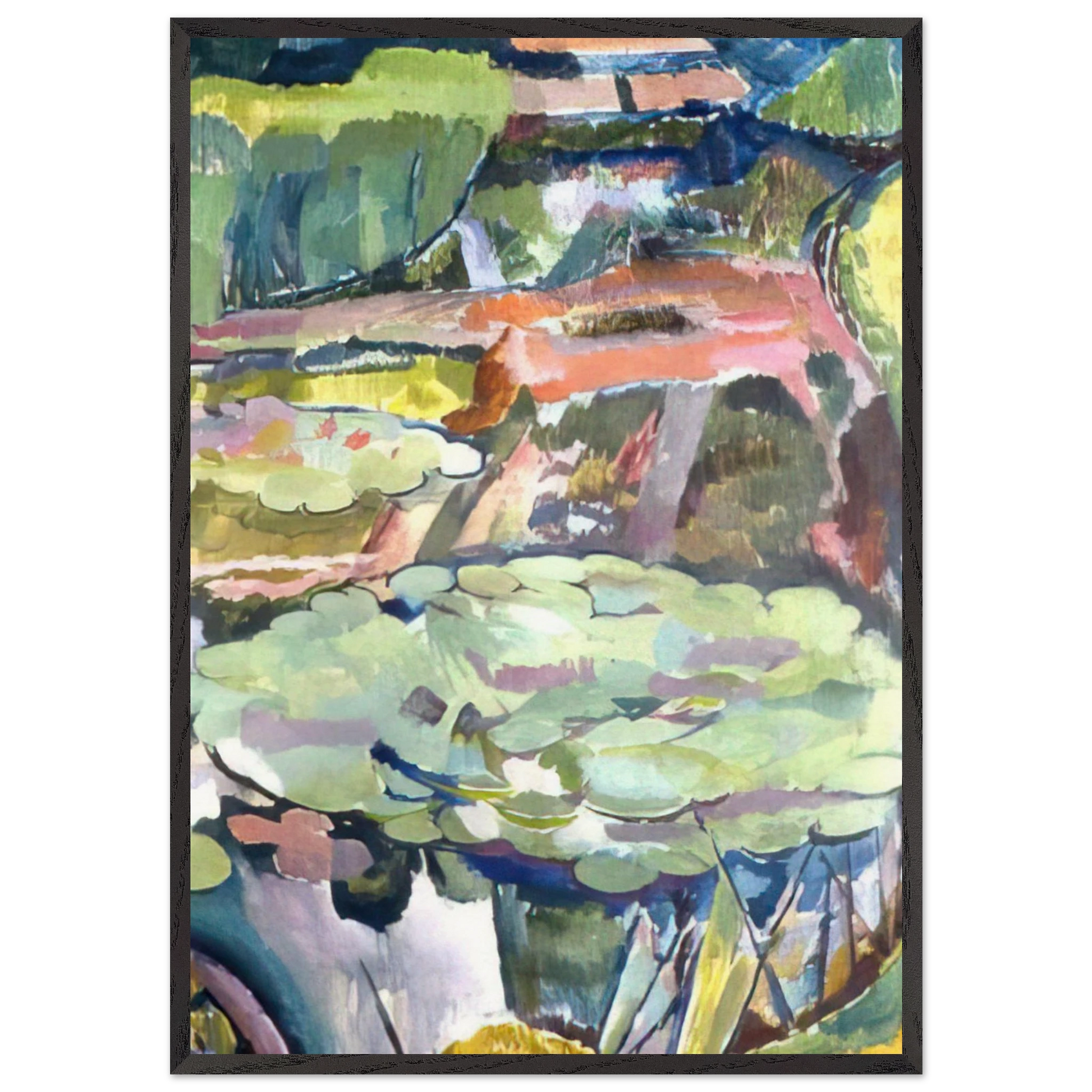LANDSCAPE WITH A POND AND WATER LILIES 1915 - Vanessa Bell Framed Art Print – Black Wooden Frame - Default Title - -Framed Art Print