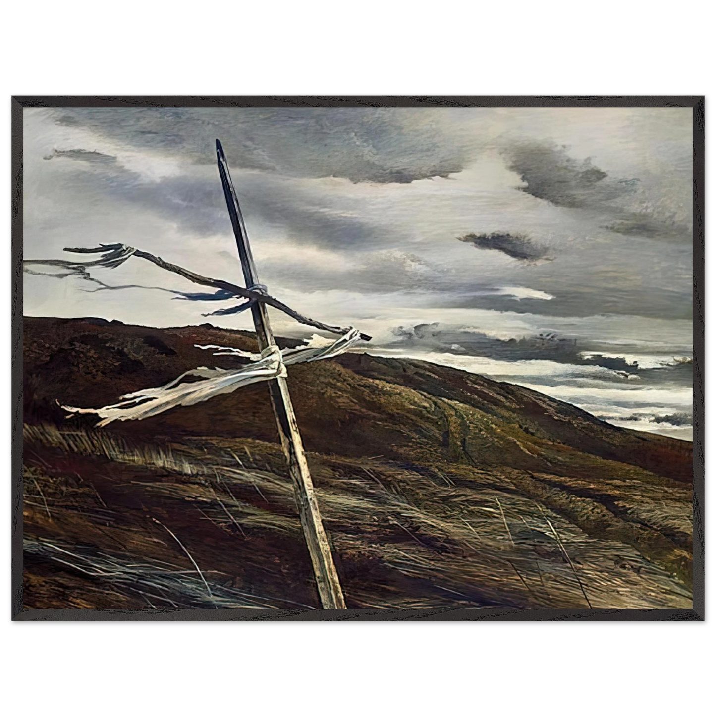 Andrew Wyeth - DODGES RIDGE 1947 Wall Art - 60x80 cm / 24x32 inches - Premium Wooden Framed Poster With Fine Art Paper - White frame