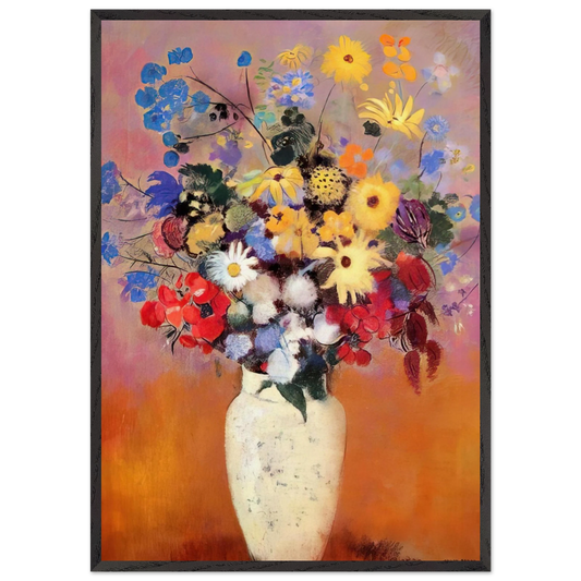 WHITE VASE WITH FLOWERS 1916 - Odilon Redon Framed Art Print – Black Wooden Frame - Default Title - -Framed Art Print