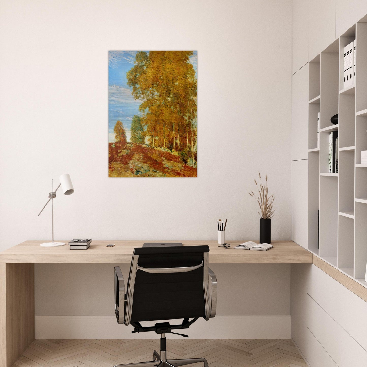 Autumn Hilltop, New England - Childe Hassam Brushed Aluminum Print - 70x100 cm / 28x40 inches | Childe Hassam Aluminum Print | Childe Hassam Prints