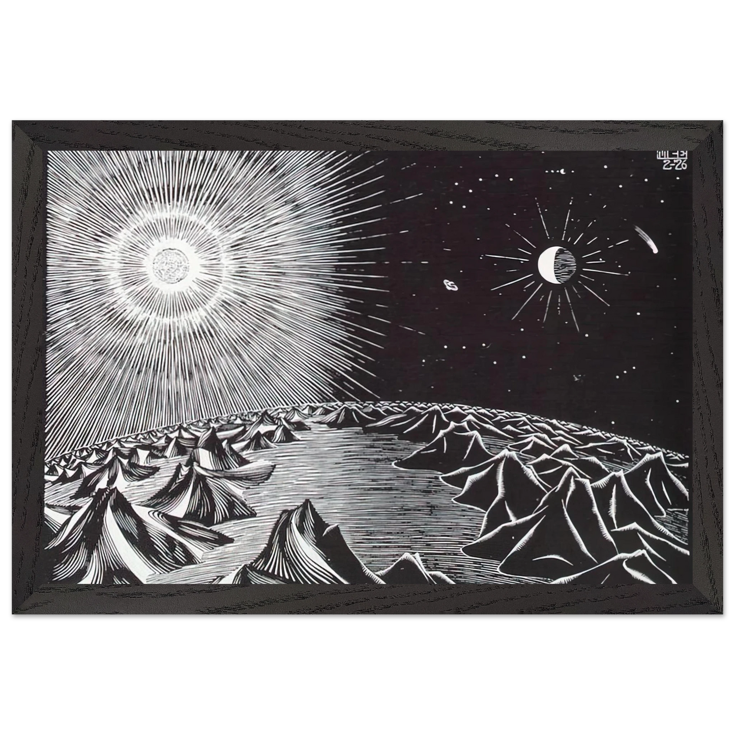 MC Escher - THE 4TH DAY OF THE CREATION Wall Art - 30x40 cm / 12x16 inches - Fine Art Poster - -