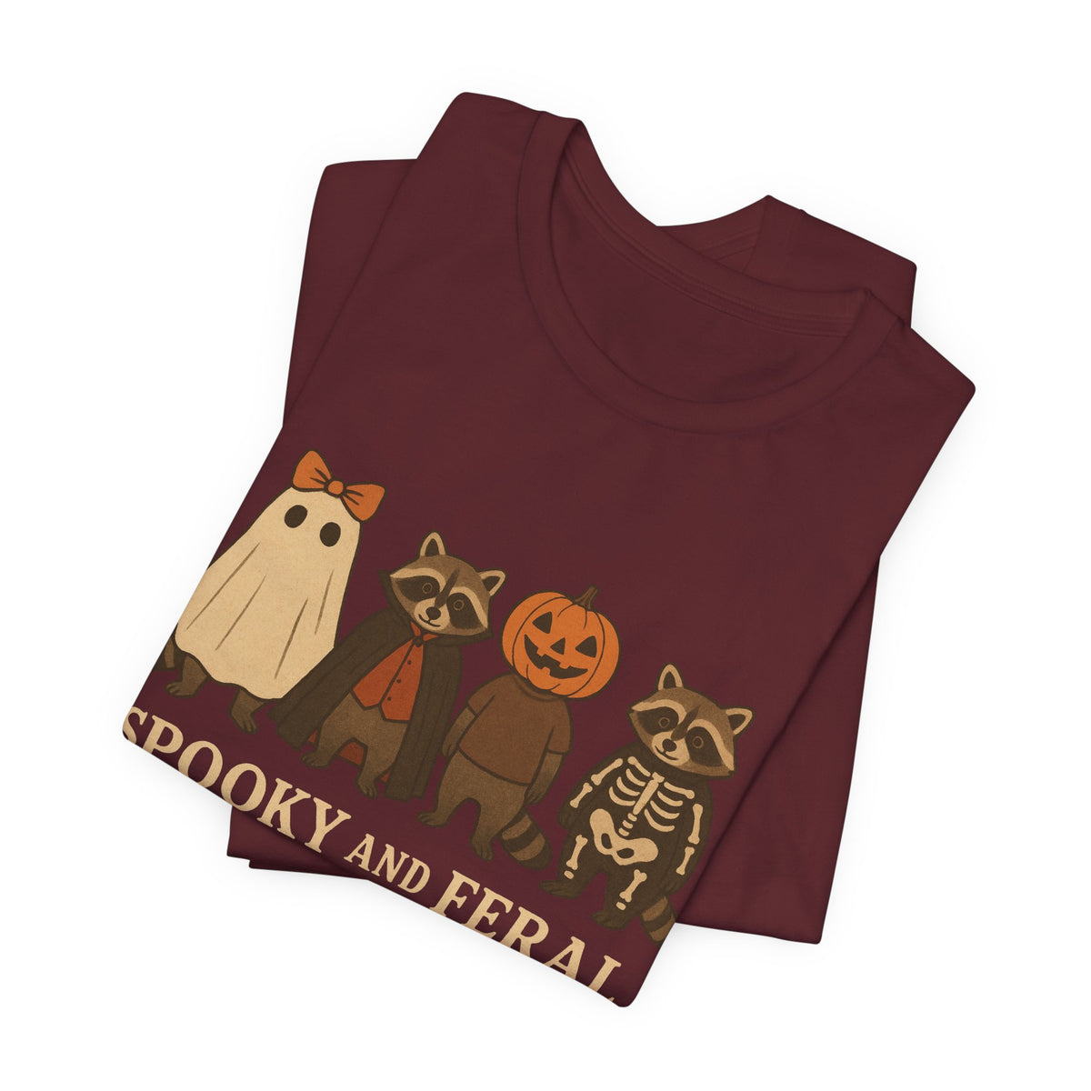 Spooky Raccoon Shirt, Funny Halloween Graphic Tee, Cute Vintage Fall T-Shirt, Trendy Womens Halloween Shirt, Feral Raccoon Tee