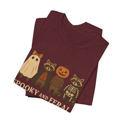 Spooky Raccoon Shirt, Funny Halloween Graphic Tee, Cute Vintage Fall T-Shirt, Trendy Womens Halloween Shirt, Feral Raccoon Tee