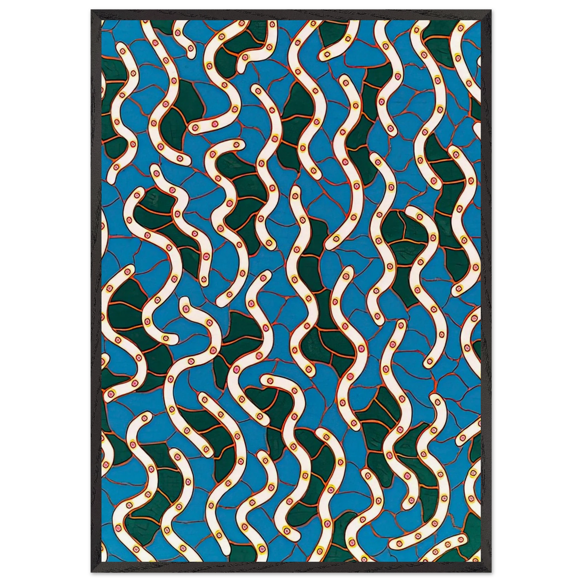 WAVES ON THE HUDSON RIVER 1988 - Yayoi Kusama Framed Art Print – Black Wooden Frame - Default Title - -Framed Art Print