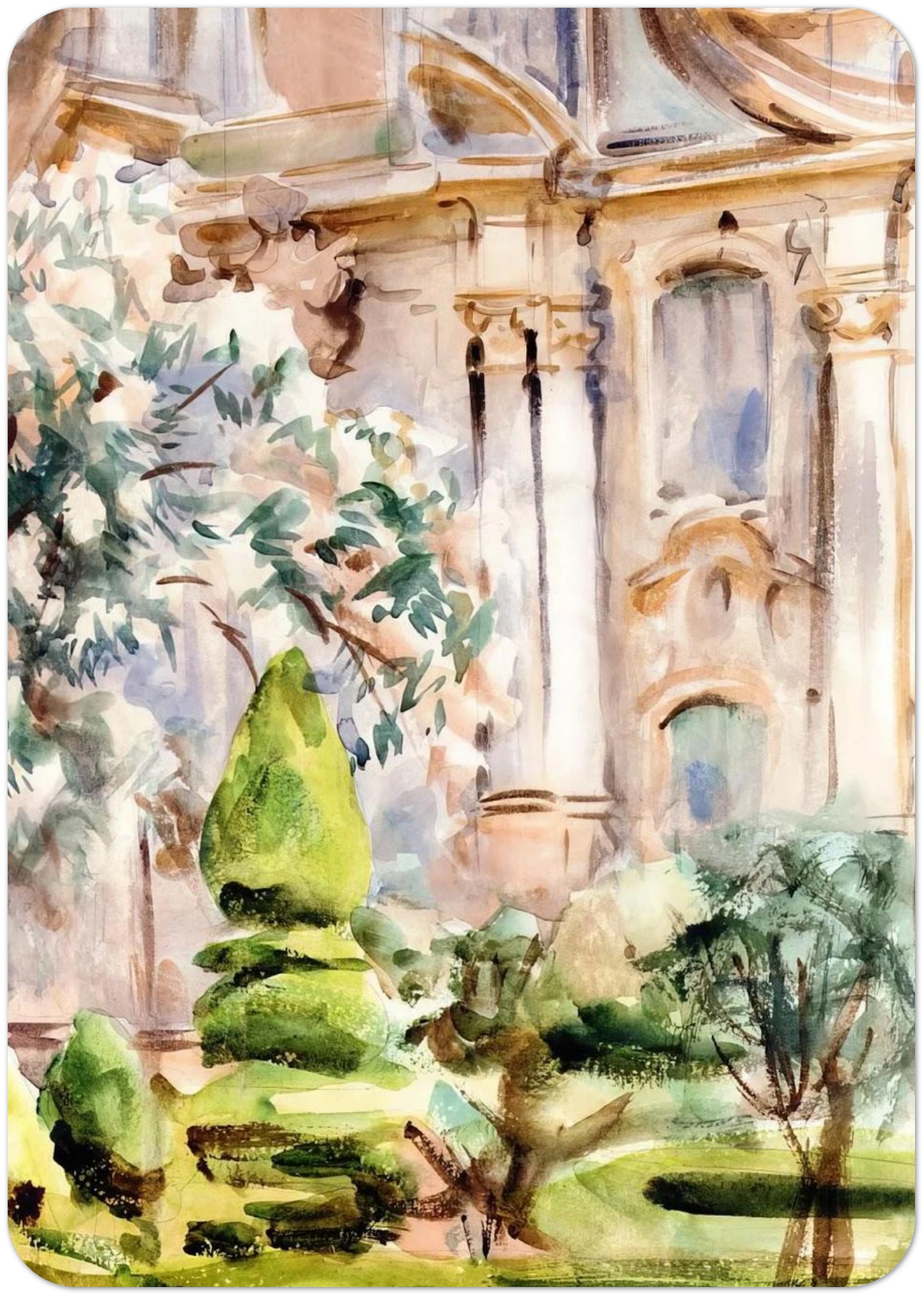 Palace and Gardens, Spain By John Singer Sargent Pack of 10 Post Cards | John Singer Sargent Post Cards | A6 (10.5 x 14.8 cm) - 4.1 x 5.8 inches