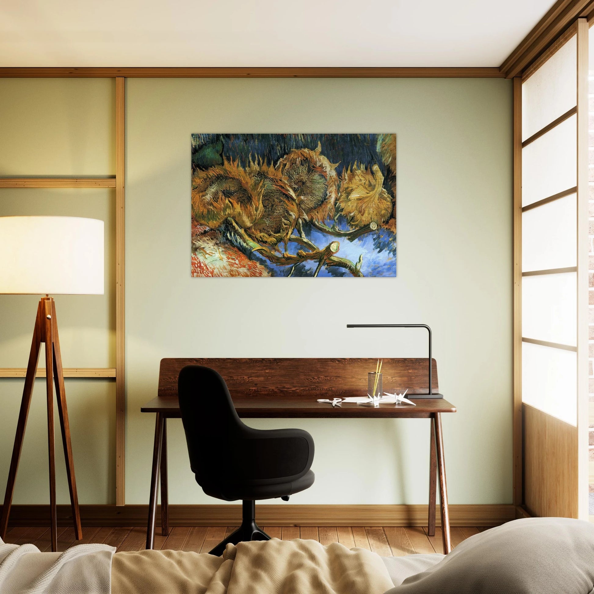 Still Life with Four Sunflowers - Vincent van Gogh Brushed Aluminum Print - 70x100 cm / 28x40 inches | Vincent van Gogh Aluminum Print | Vincent van Gogh Prints