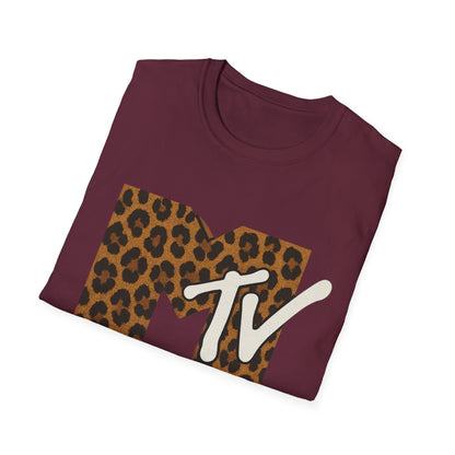 Vintage MTV Cheetah Print Graphic T-Shirt Retro Music Television 80s 90s Throwback Band Tee Unisex Animal Print Rock Shirt