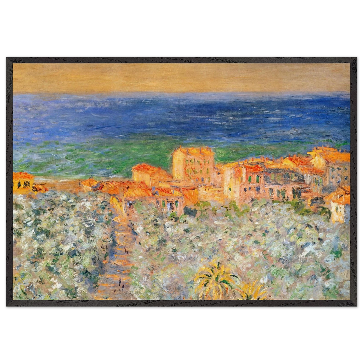 Burgo Marina at Bordighera - claude monet Framed Art Print – Black Wooden Frame - Default Title - -Framed Art Print