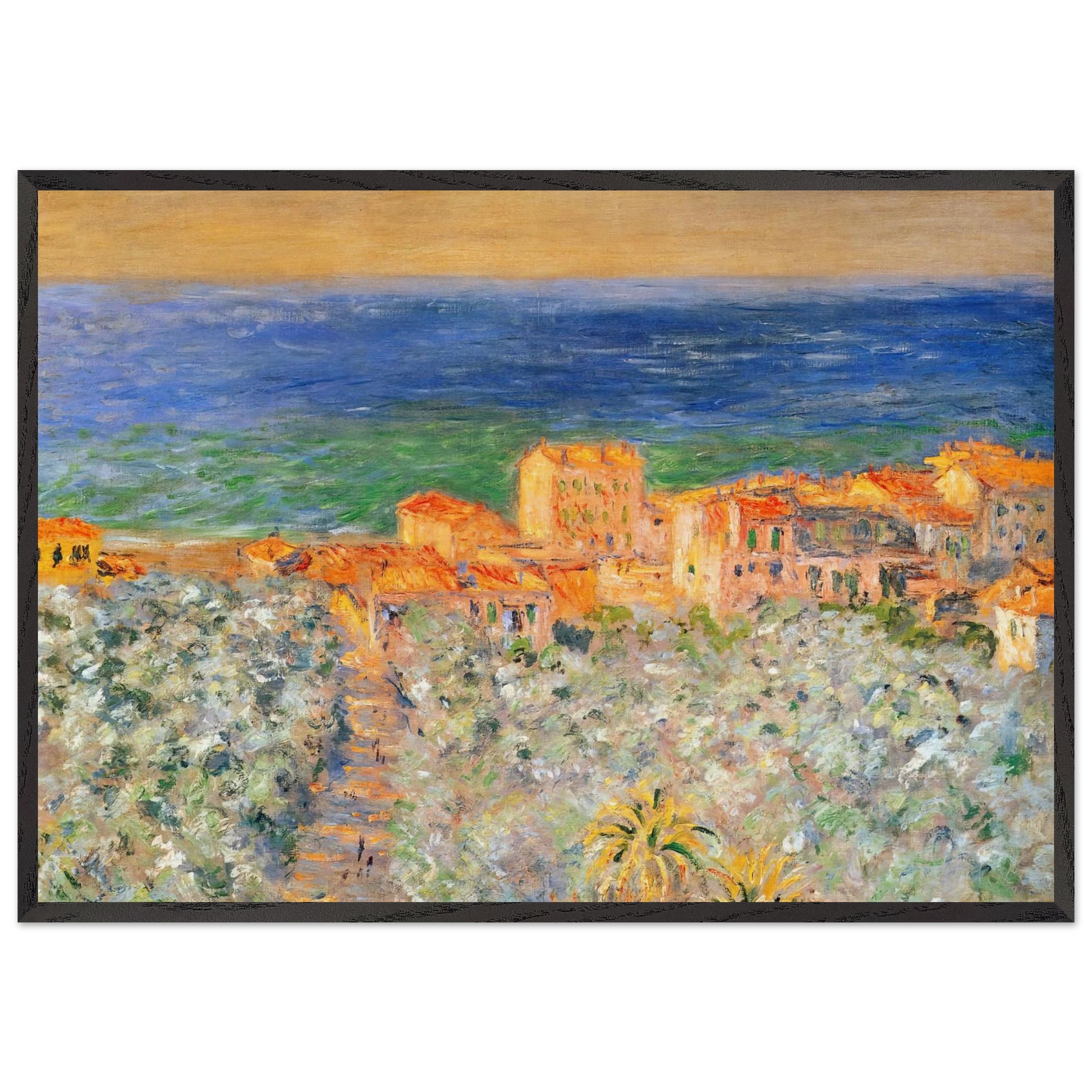 Burgo Marina at Bordighera - claude monet Framed Art Print – Black Wooden Frame - Default Title - -Framed Art Print