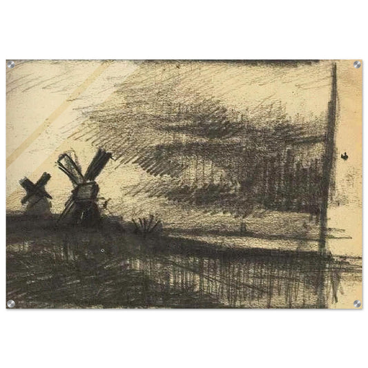 Mills in the Neighbourhood of Dordrecht - Vincent van Gogh Acrylic Print - 70x100 cm / 28x40″ inches | Vincent van Gogh Wall Art | Vincent van Gogh Prints