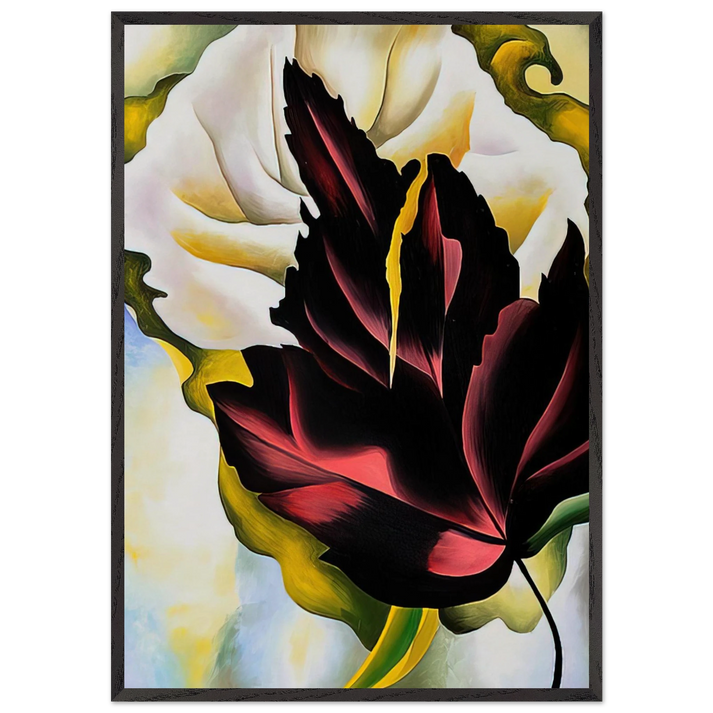 Pattern Leaves - Georgia OKeeffe 70x100 cm / 28x40 inches Framed Art Print – Black Wooden Frame