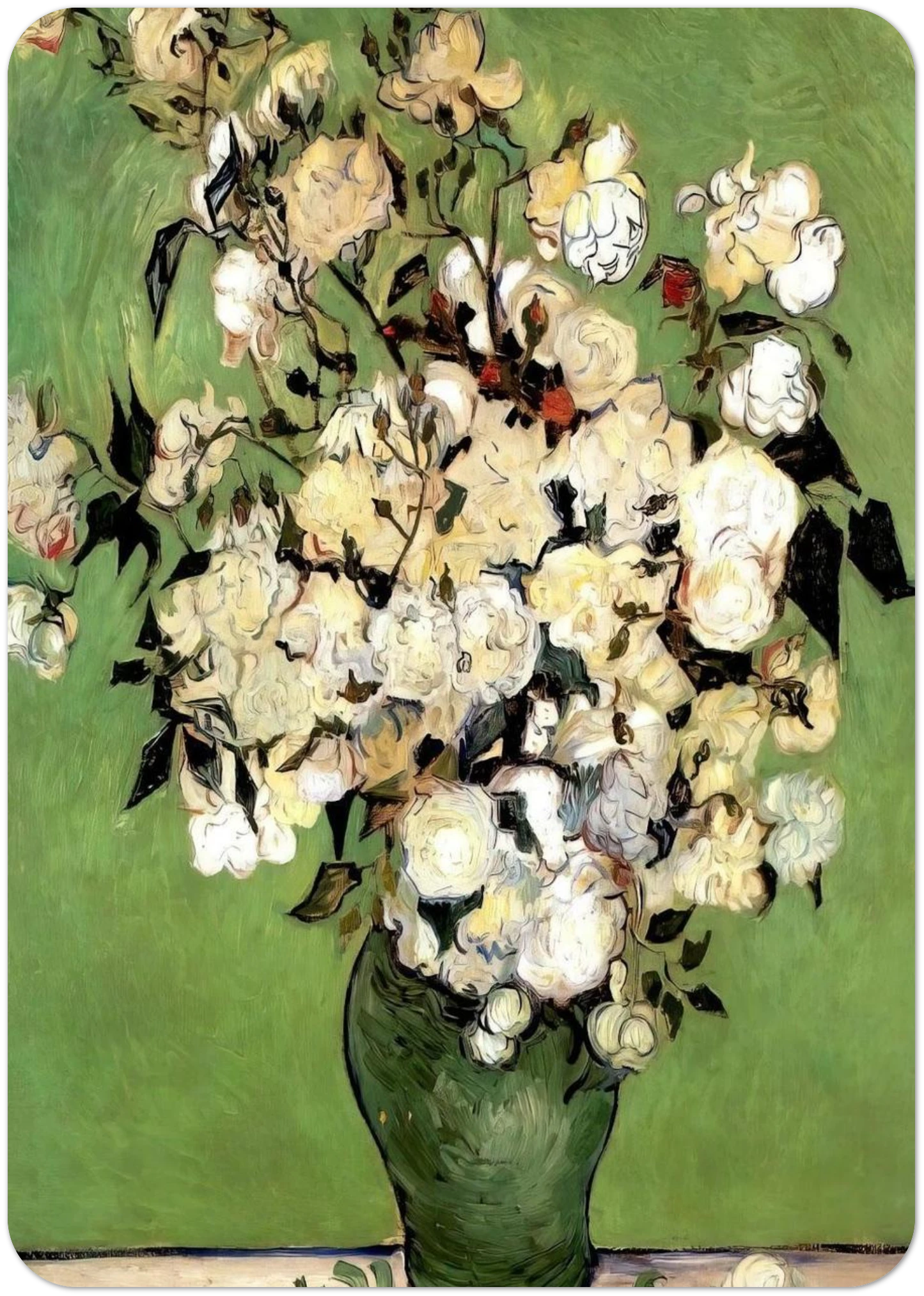 A Vase of Roses By Vincent van Gogh Pack of 10 Post Cards | Vincent van Gogh Post Cards | A6 (10.5 x 14.8 cm) - 4.1 x 5.8 inches