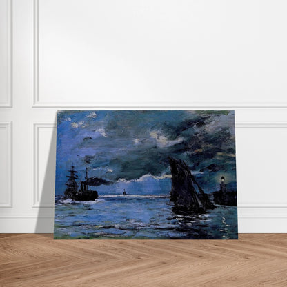 Seascape, Night Effect - claude monet Brushed Aluminum Print - 70x100 cm / 28x40 inches | claude monet Aluminum Print | claude monet Prints