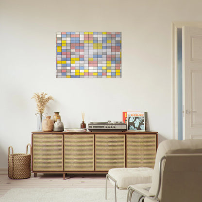 Composition with Grid IX - Piet Mondrian Brushed Aluminum Print - 70x100 cm / 28x40 inches | Piet Mondrian Aluminum Print | Piet Mondrian Prints