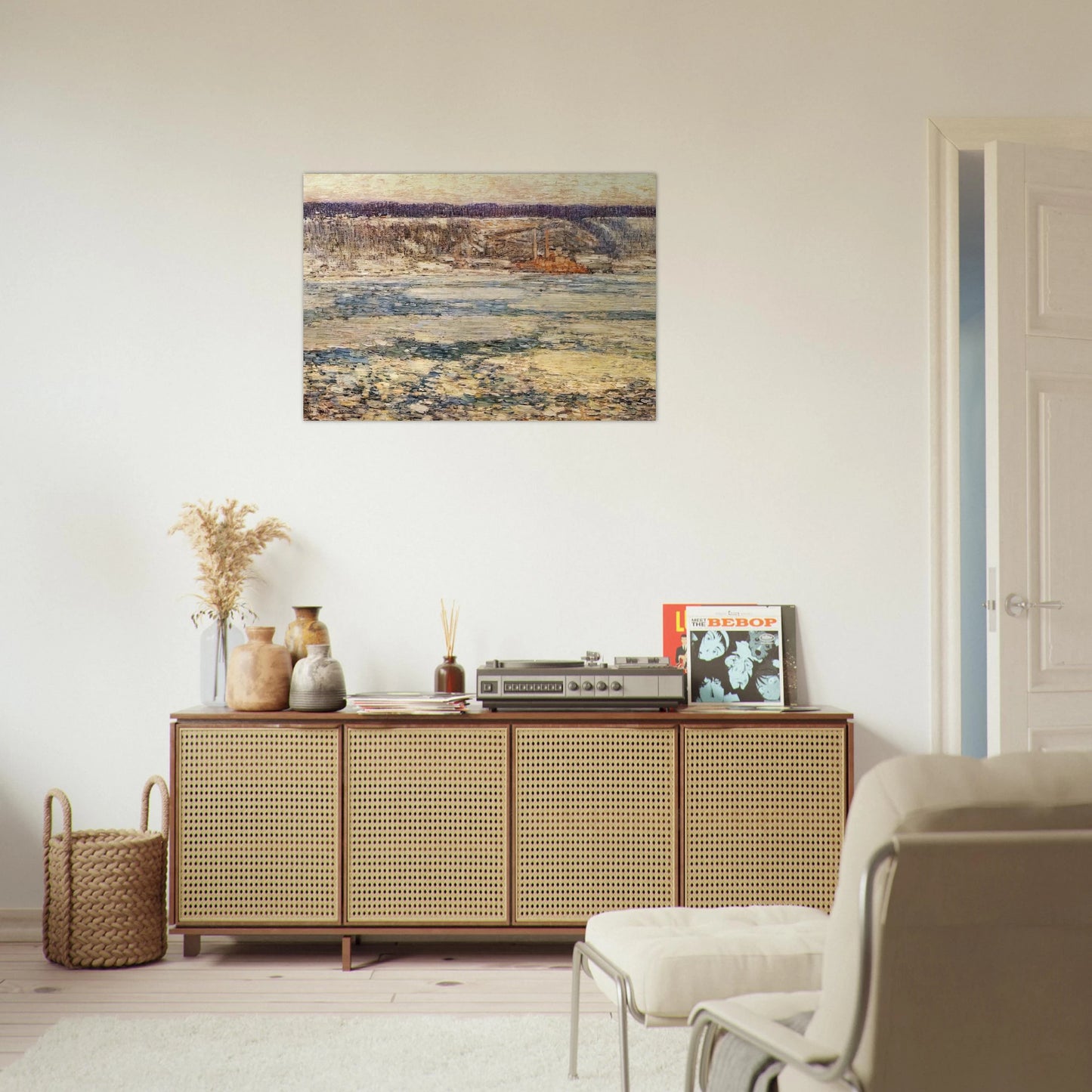 Ice on the Hudson - Childe Hassam Brushed Aluminum Print - 70x100 cm / 28x40 inches | Childe Hassam Aluminum Print | Childe Hassam Prints