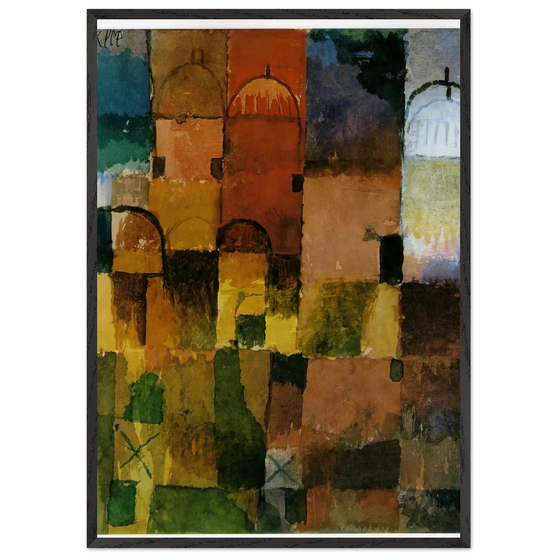 RED AND WHITE DOMES 1914 - Paul Klee Framed Art Print – Black Wooden Frame - Default Title - -Framed Art Print