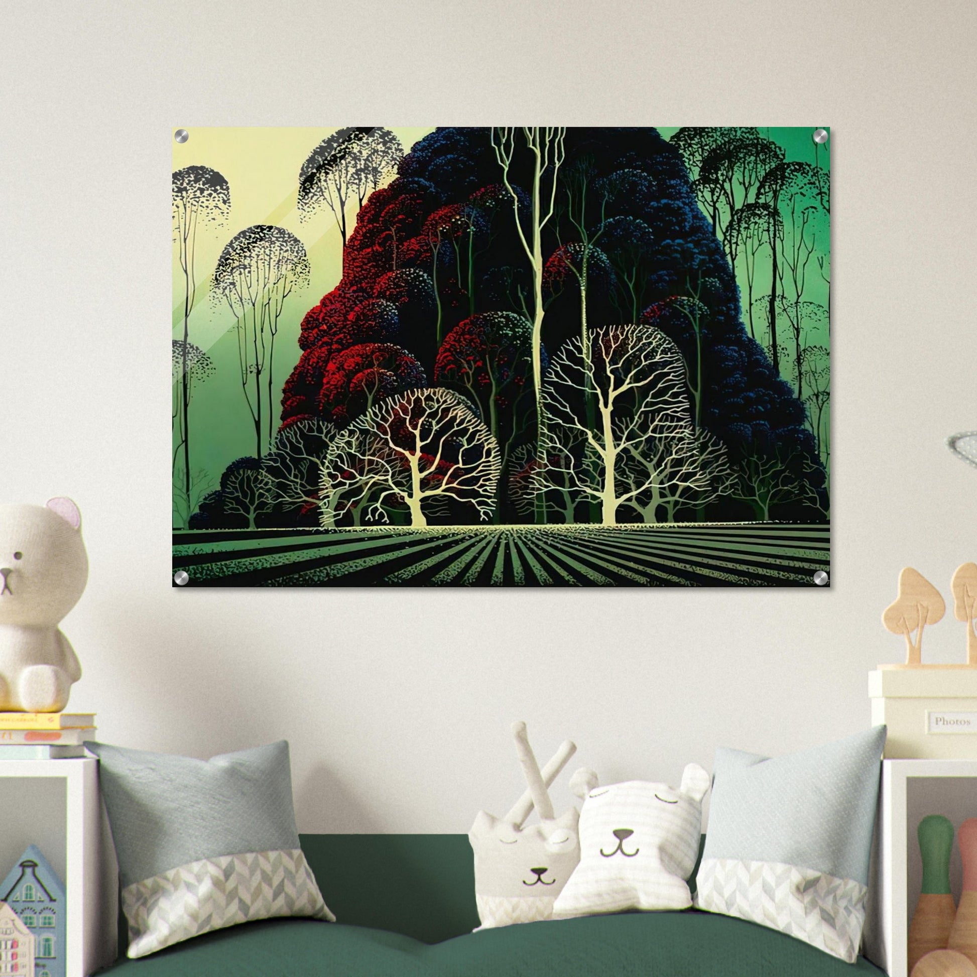 Eucalyptus Forest - Eyvind Earle Acrylic Print - 70x100 cm / 28x40″ inches | Eyvind Earle Wall Art | Eyvind Earle Prints