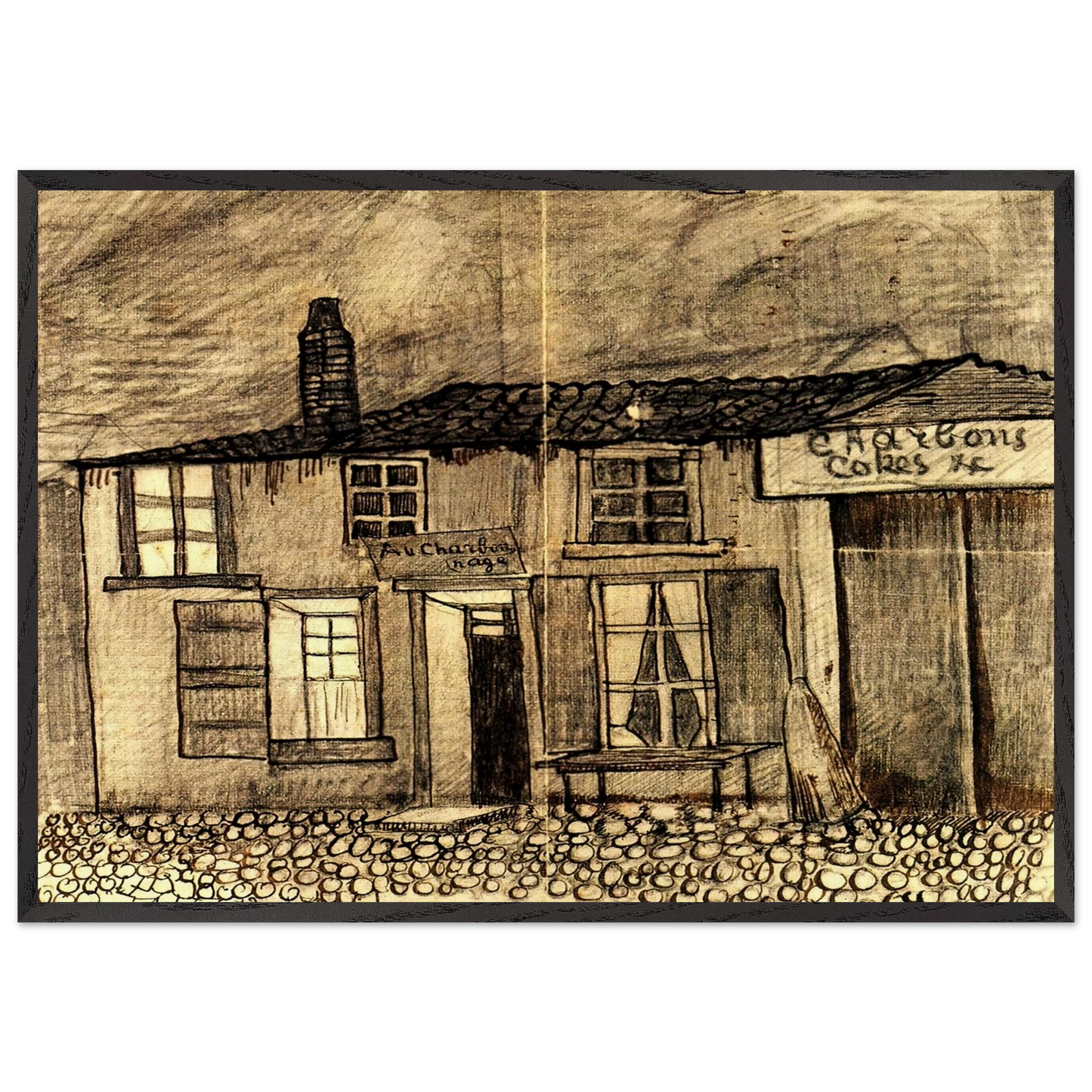 Au Charbonnage Cafe - Vincent van Gogh Framed Art Print – Black Wooden Frame - Default Title - -Framed Art Print