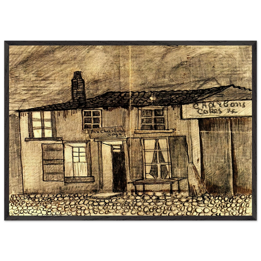 Au Charbonnage Cafe - Vincent van Gogh 70x100 cm / 28x40 inches Framed Art Print – Black Wooden Frame