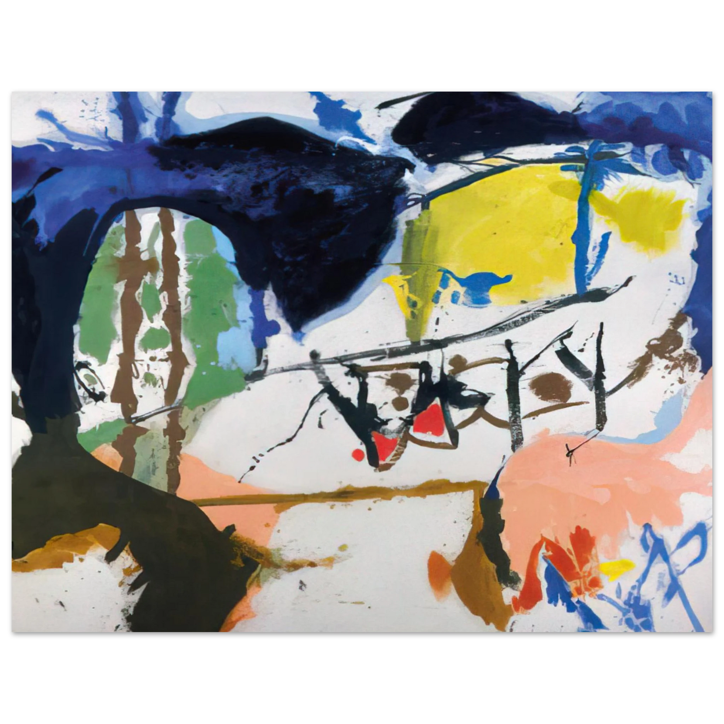 Helen Frankenthaler - Acres - 1959 Wall art - 30x45 cm / 12x18 inches - Premium Wooden Framed Poster With Fine Art Paper - Black frame