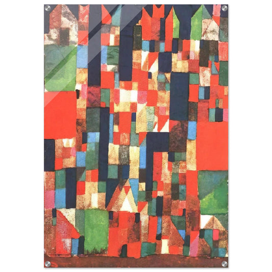 CITY PICTURE WITH RED AND GREEN ACCENTS 1921 - Paul Klee Acrylic Print - 70x100 cm / 28x40″ inches
