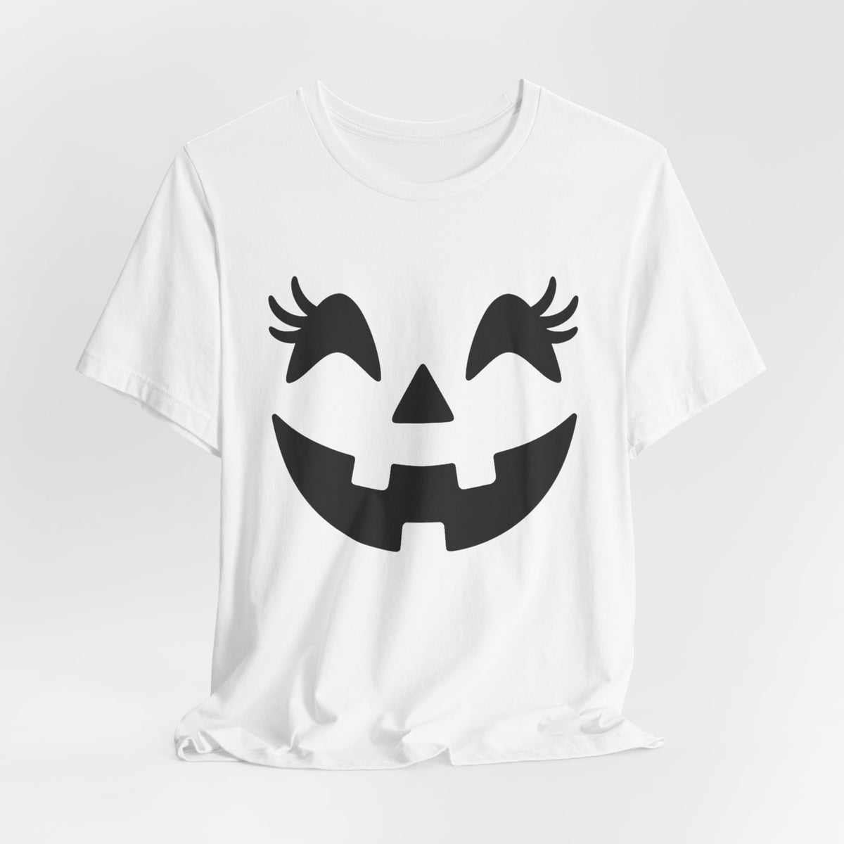 Jack O Lantern Face Pumpkin Eyelashes Halloween Women Girls T-Shirt