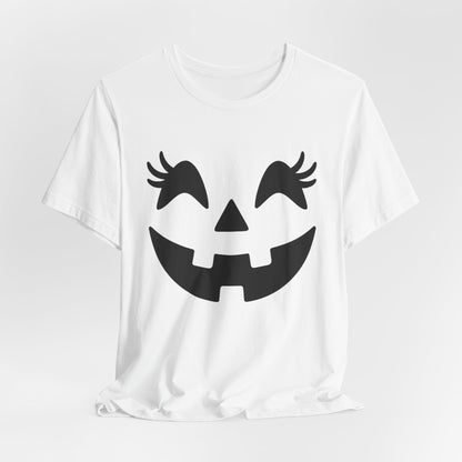 Jack O Lantern Face Pumpkin Eyelashes Halloween Women Girls T-Shirt