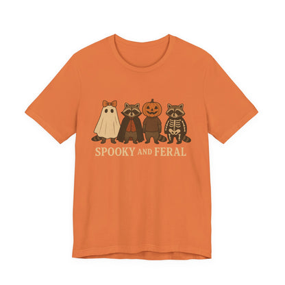 Spooky Raccoon Shirt, Funny Halloween Graphic Tee, Cute Vintage Fall T-Shirt, Trendy Womens Halloween Shirt, Feral Raccoon Tee